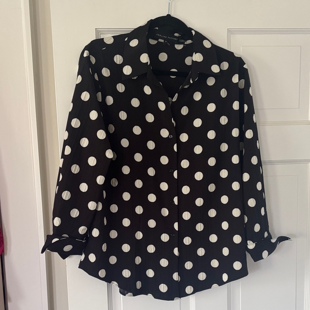 English Factory Black and White Polka Dot Shirt